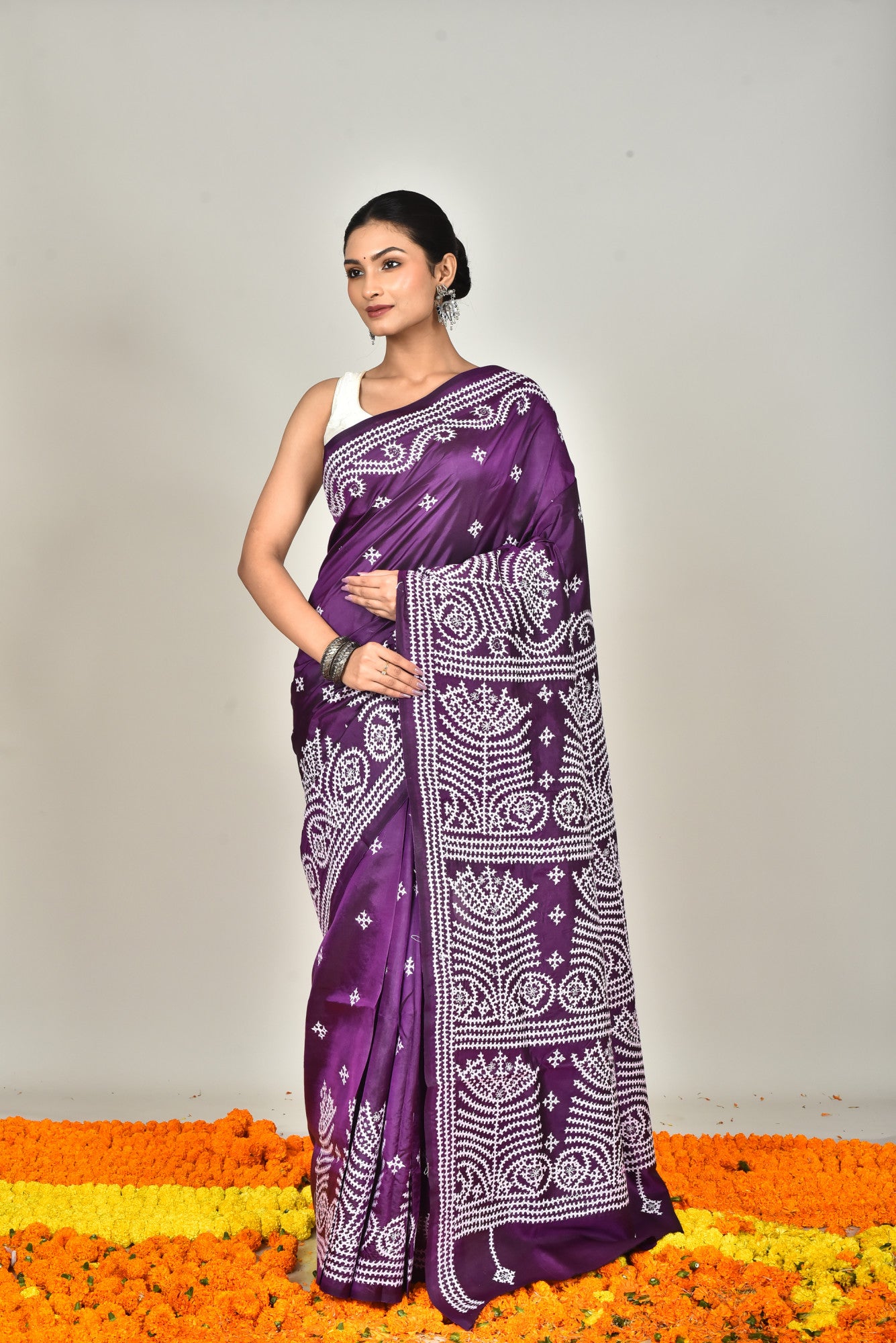 BANGALORE SILK GUJRATI STITCH SAREE Thumbnail