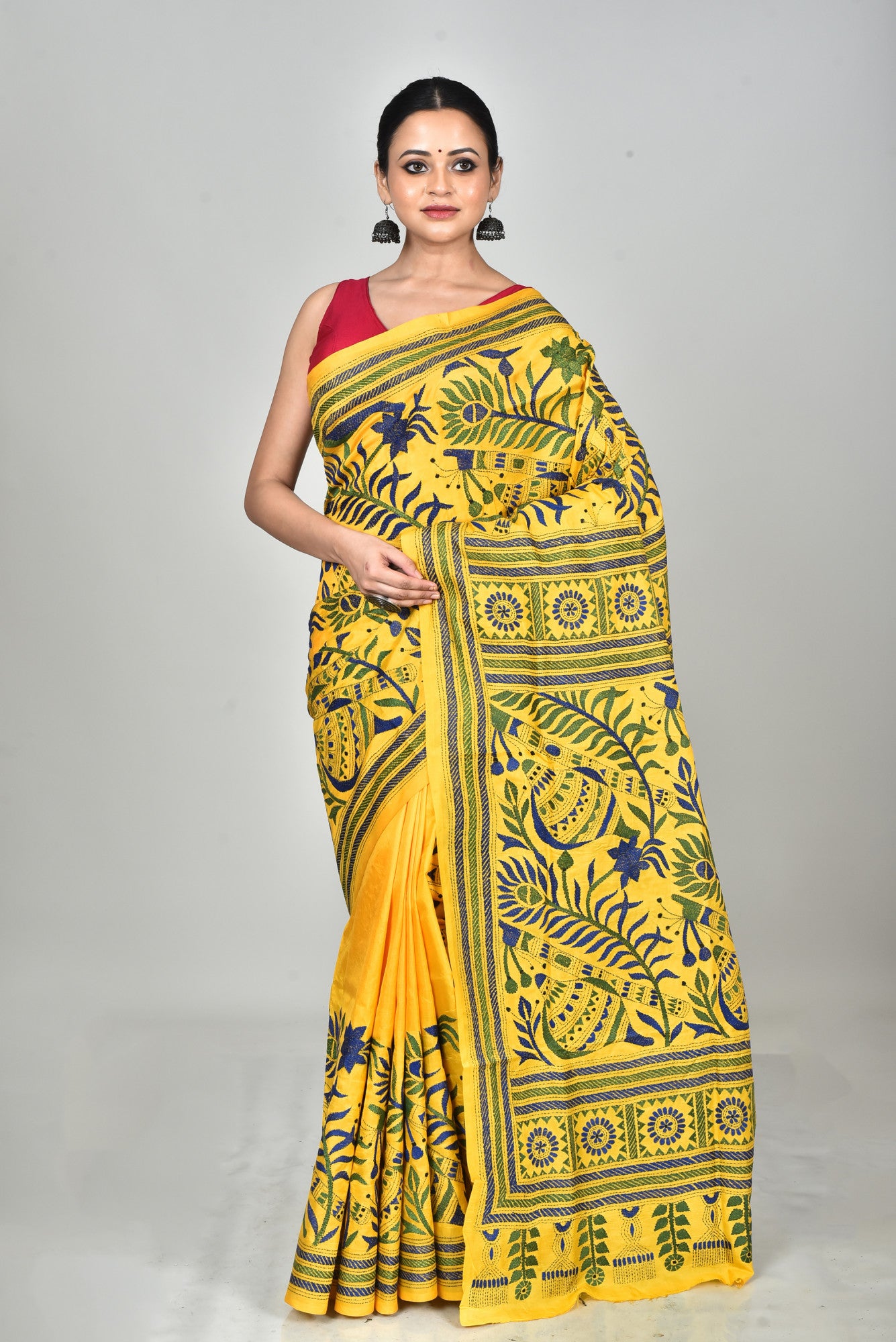 BANGALORE SILK KANTHA SAREE Thumbnail