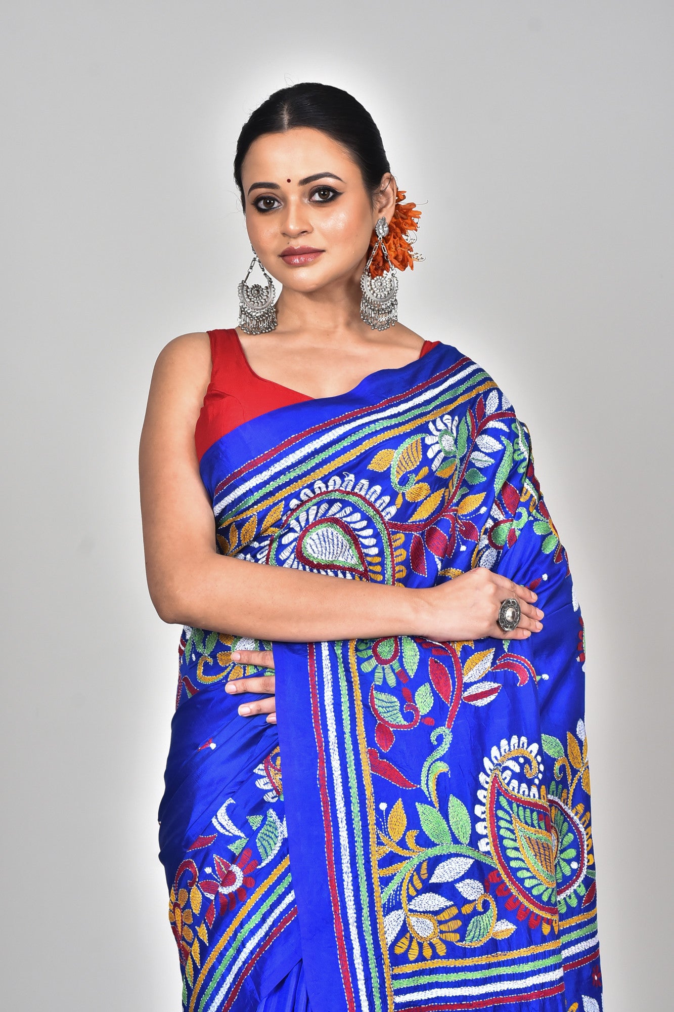 BANGALORE SILK KANTHA SAREE Thumbnail