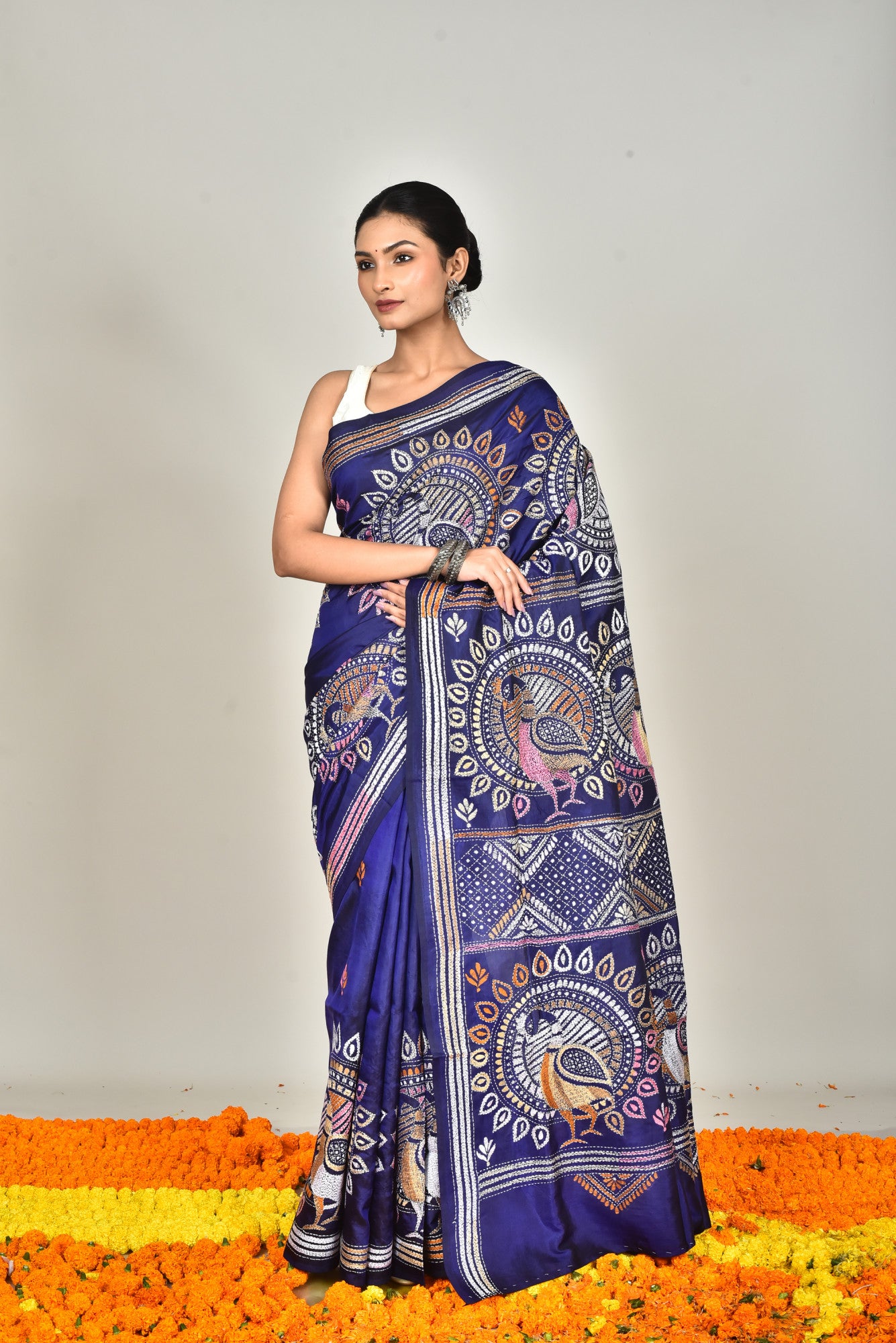 BANGALORE SILK KANTHA SAREE Thumbnail
