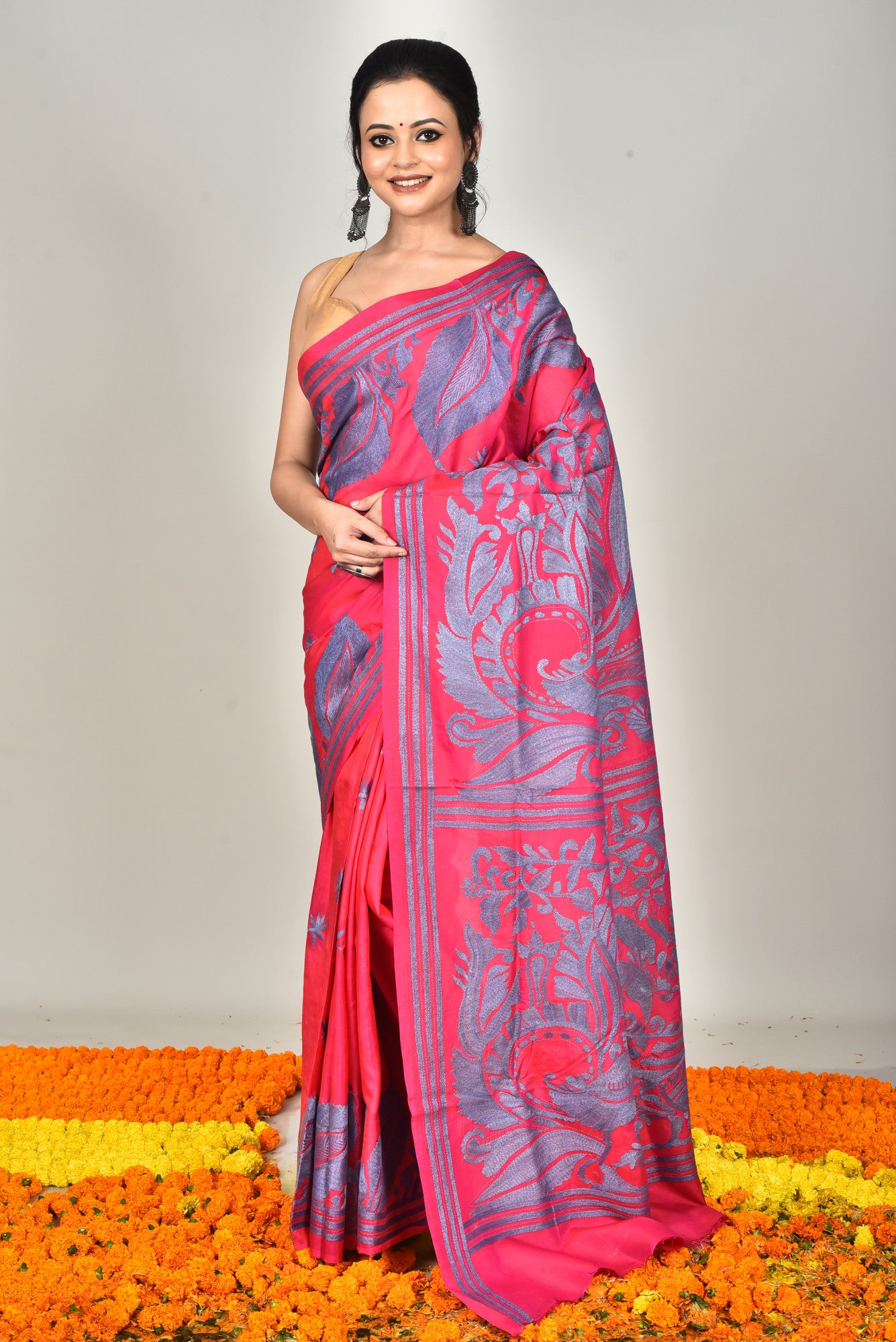 BANGALORE SILK  KANTHA SAREE