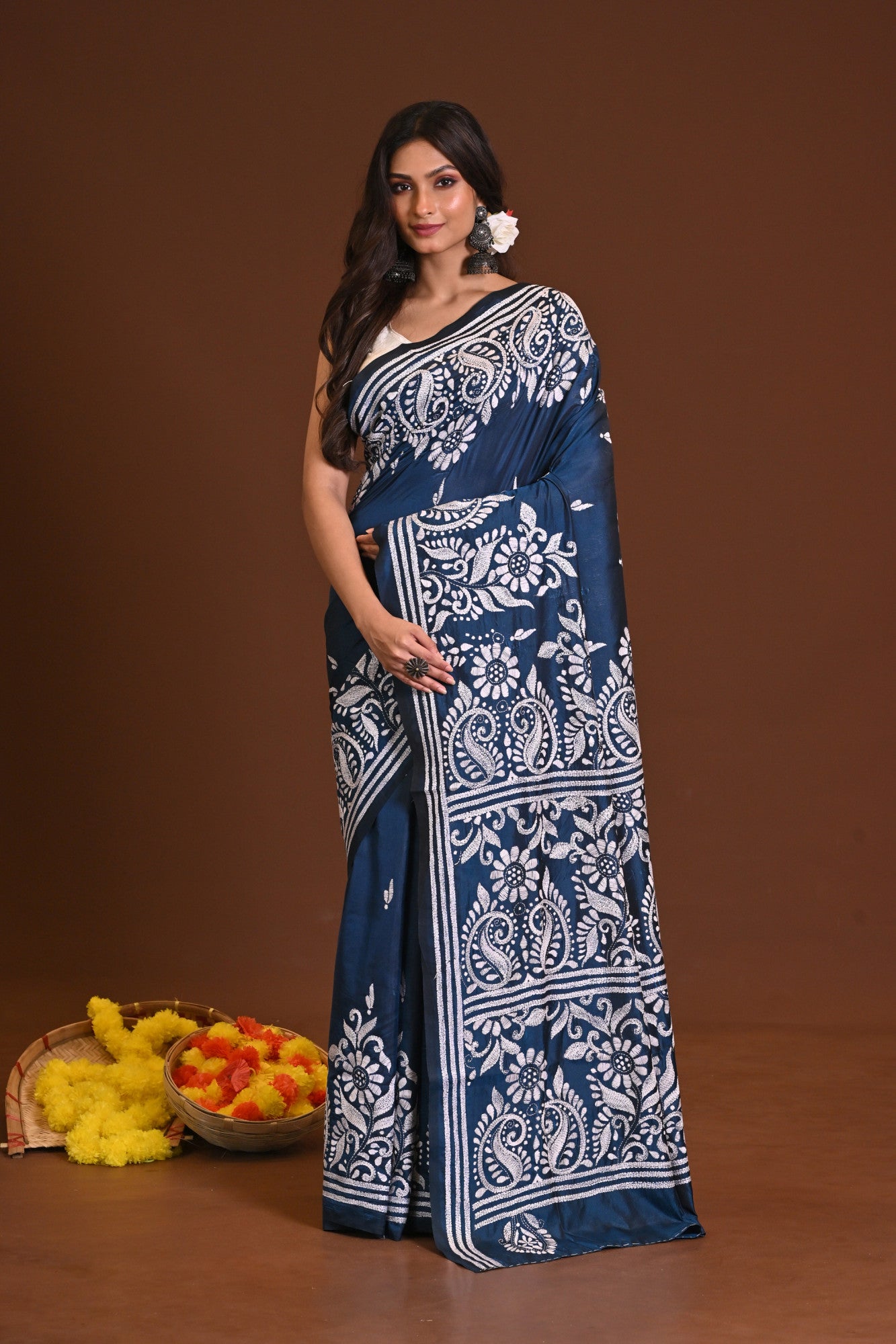 NEELPUSHPIKA BLENDED SILK KANTHA SAREE Thumbnail
