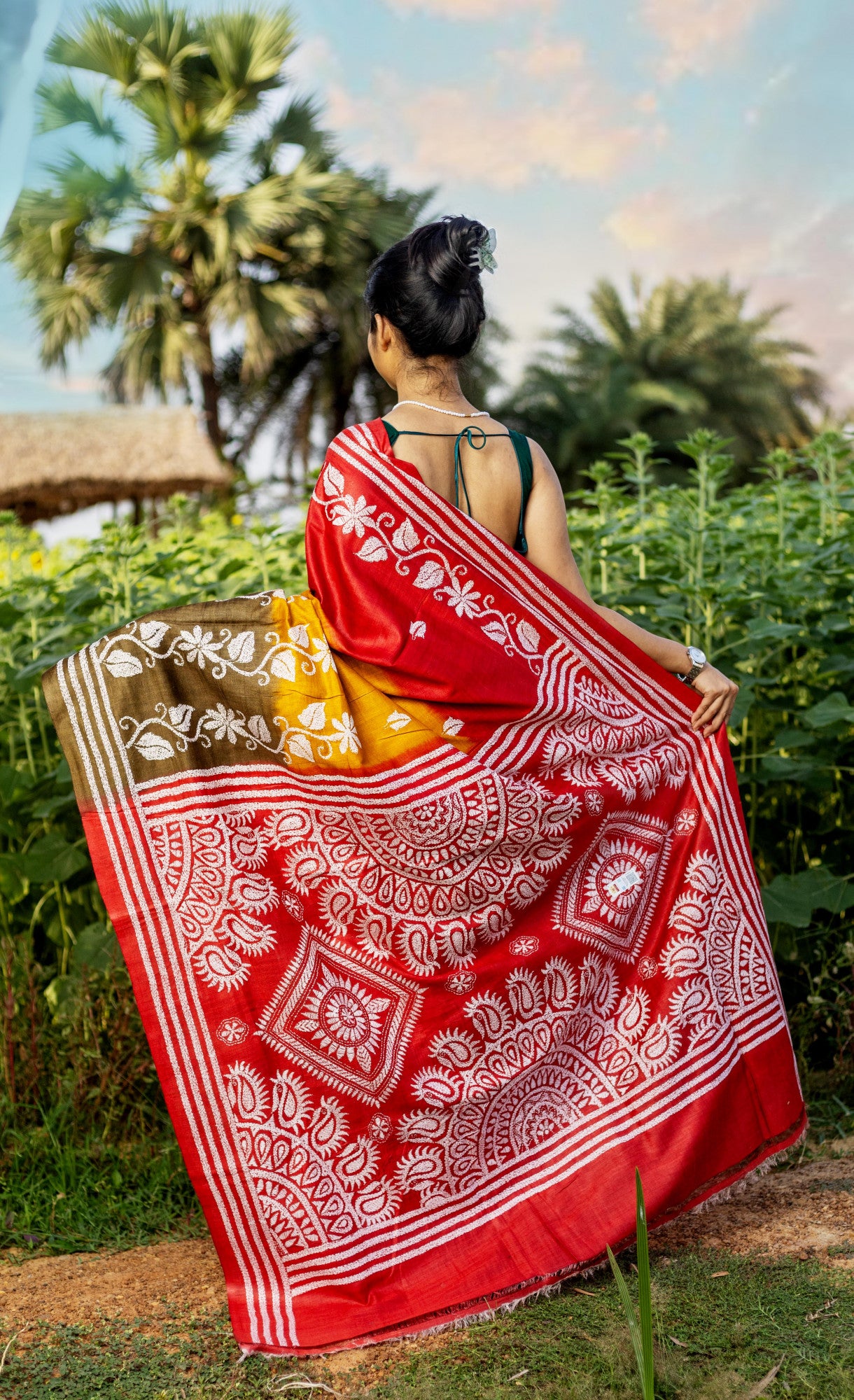PURE SILK KANTHA SAREE Thumbnail