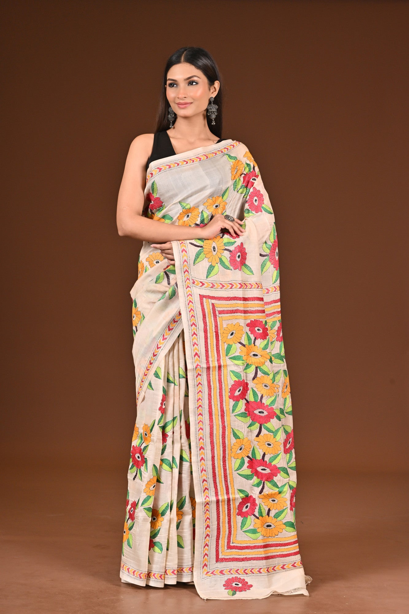 PURE  SILK KANTHA SAREE Thumbnail