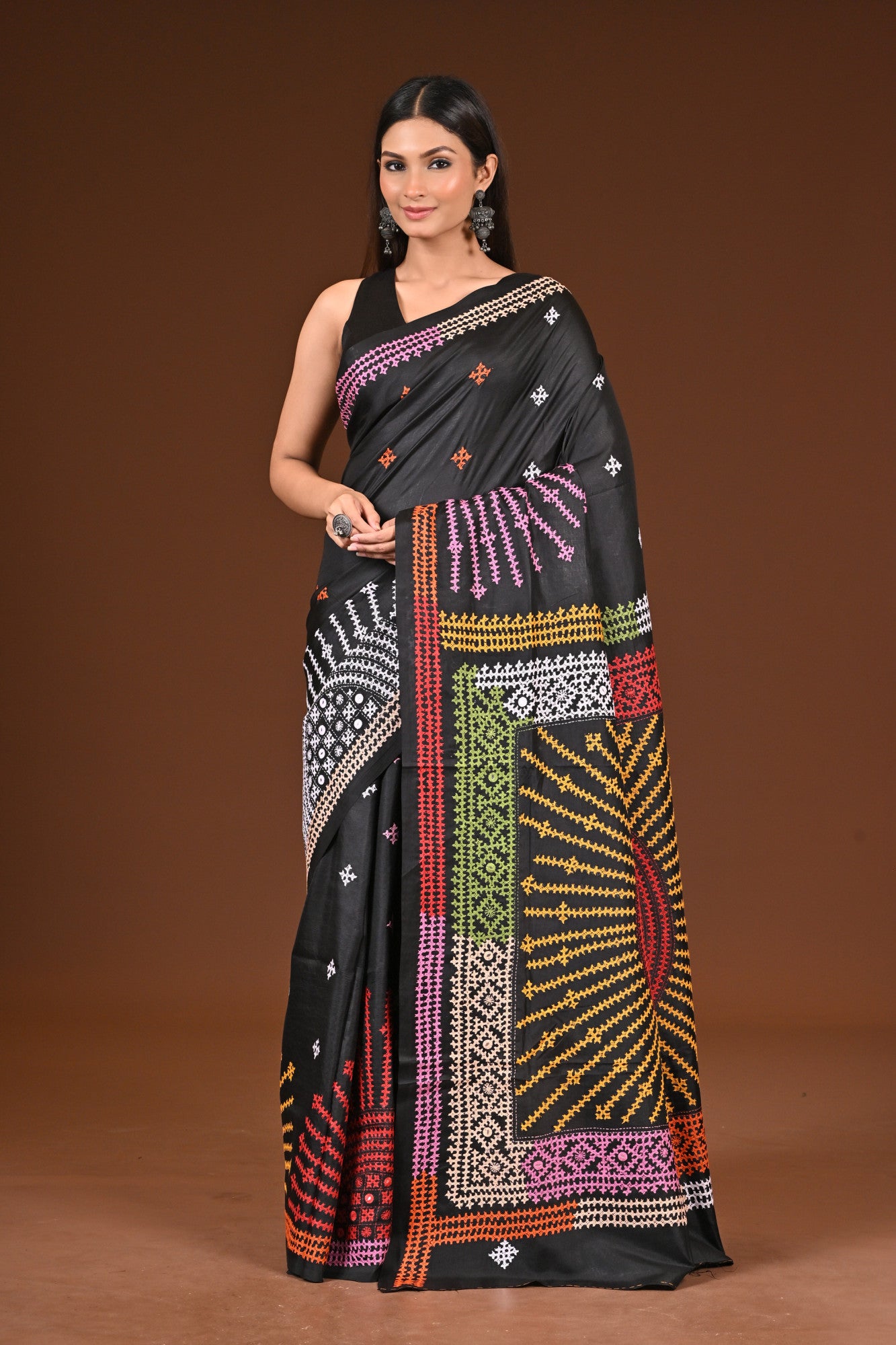PURE  SILK KANTHA SAREE Thumbnail