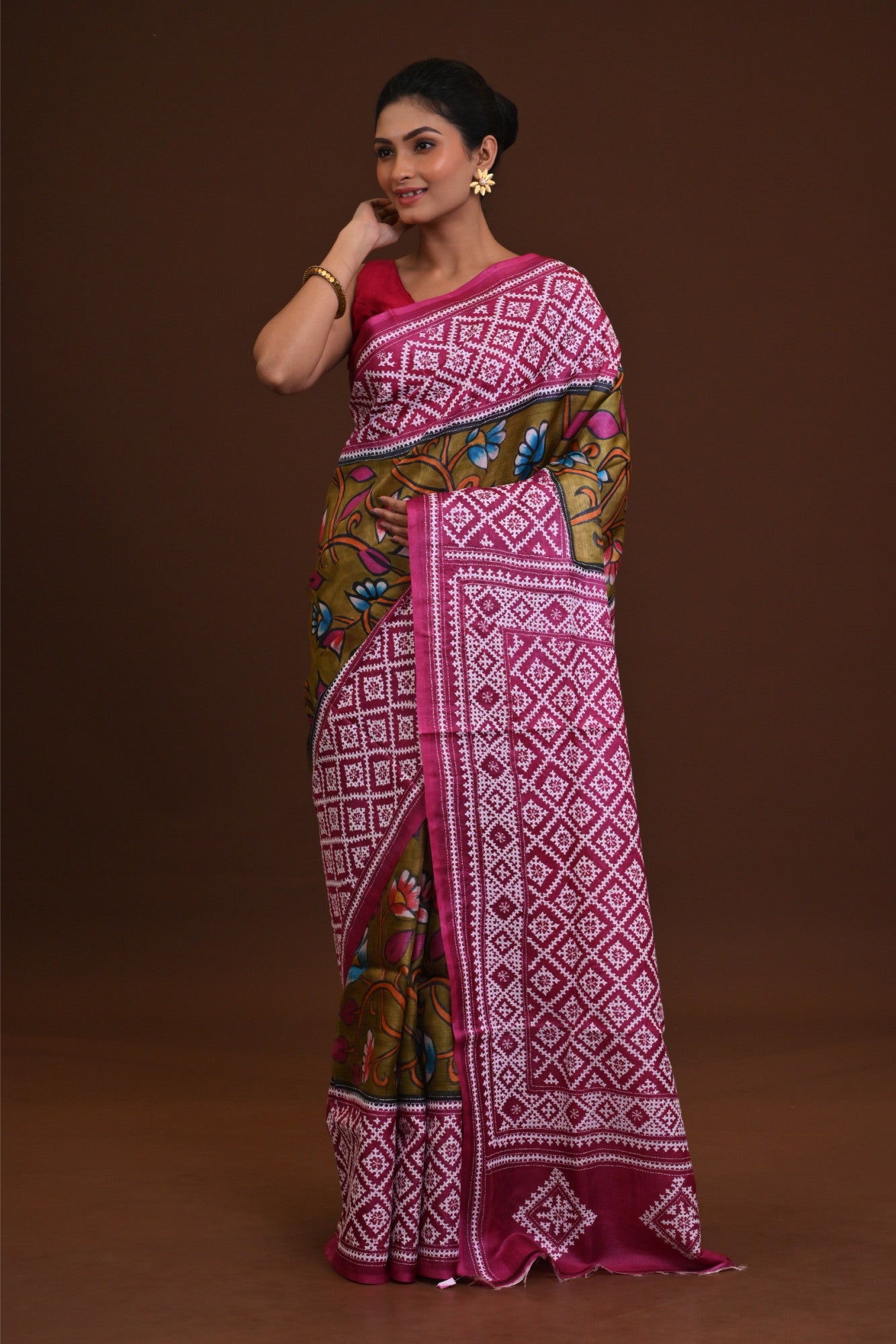 Pure Silk Kantha Stitch Saree